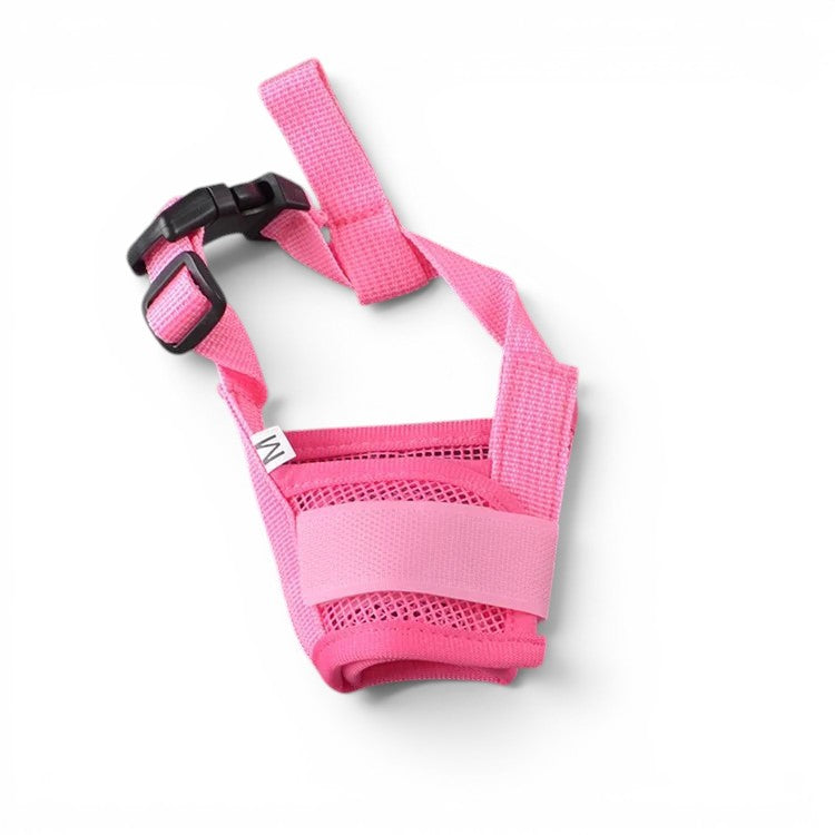 Muselière AventureCanine rose en nylon avec maille respirante et sangles réglables pour chien