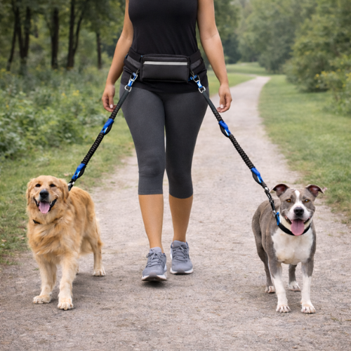 Laisse chien main libre double - Free Walk