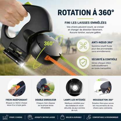 Laisse double anti-nœud - Duo Flex