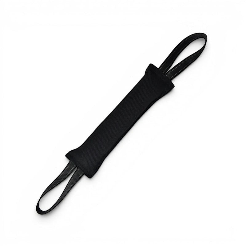Boudin de mordant noir AventureCanine en jute résistant avec deux poignées pour jeux de traction et entraînement
