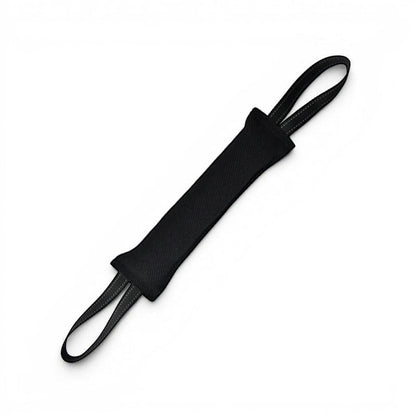 Boudin de mordant noir AventureCanine en jute résistant avec deux poignées pour jeux de traction et entraînement