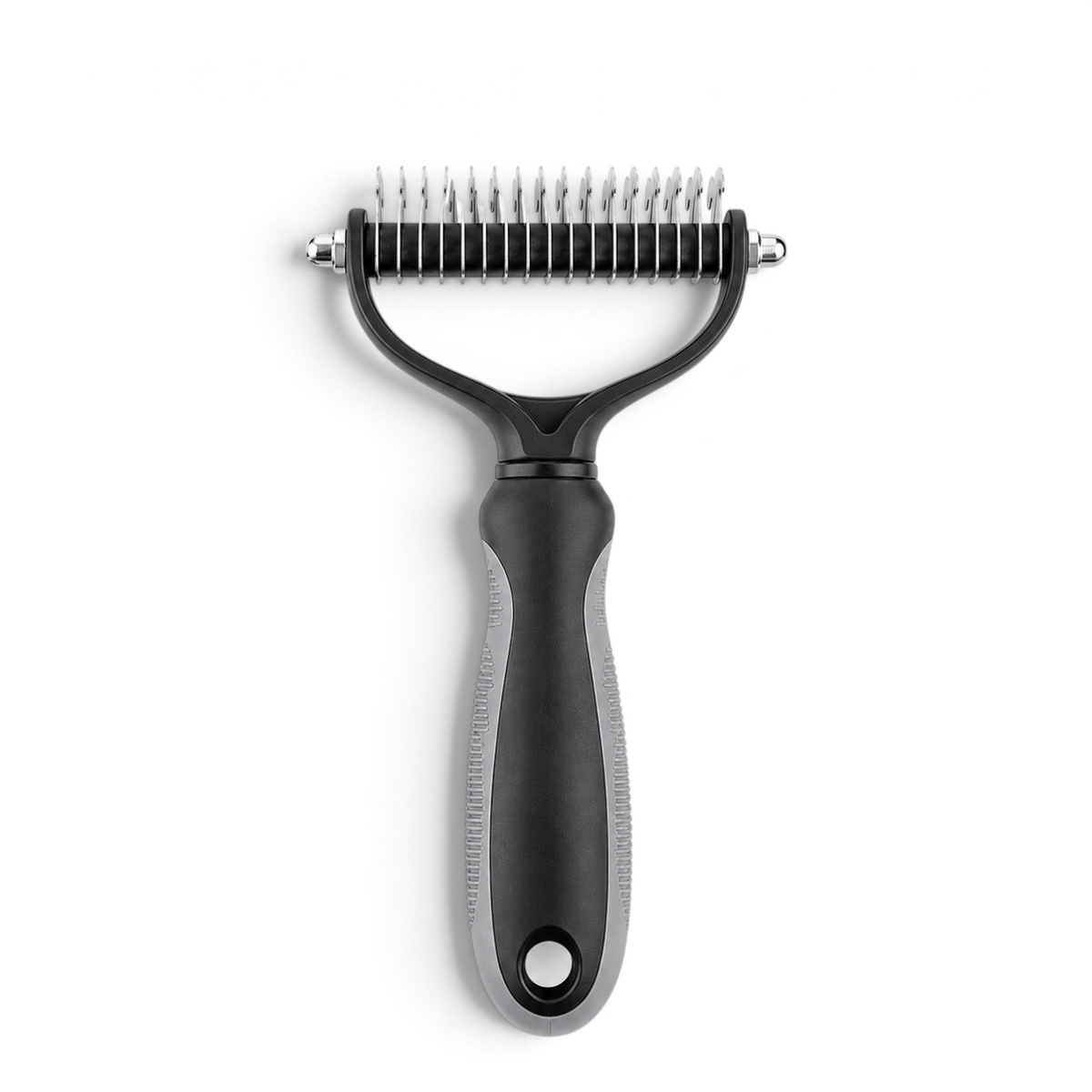 Brosse étrille double face AventureCanine en acier inoxydable avec poignée ergonomique pour démêler les chiens