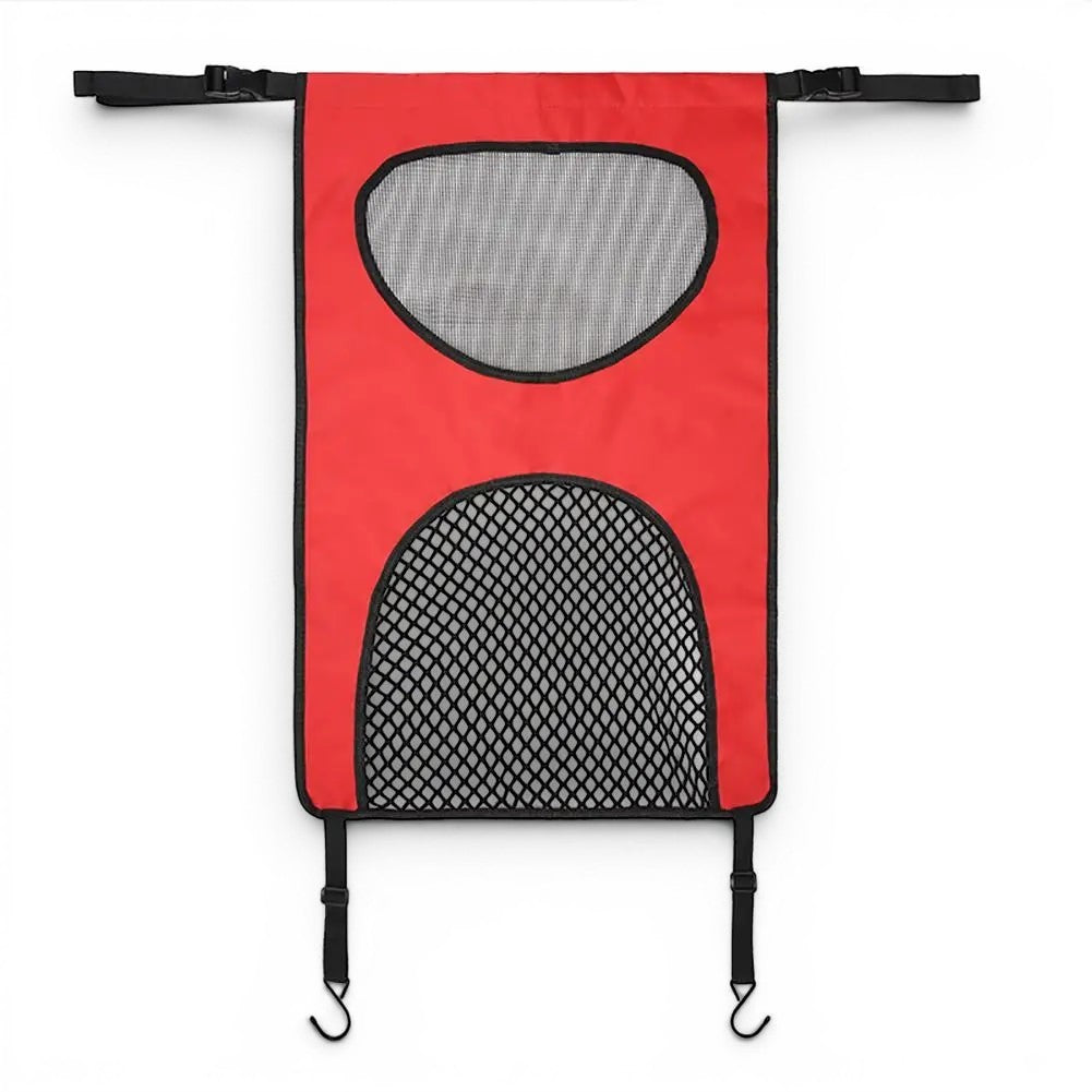 Filet de séparation AventureCanine rouge en nylon avec maille pour la sécurité des chiens en voiture