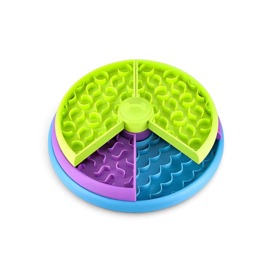 Gamelle puzzle AventureCanine SmartBowl rotative à 3 niveaux colorés pour ralentir l'alimentation du chien