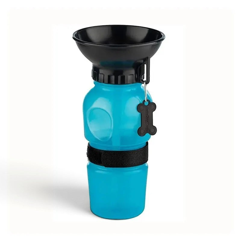 Gourde portable AventureCanine bleue de 500ml pour chien avec bol intégré pour les promenades