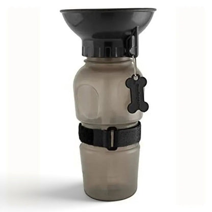 Gourde portable AventureCanine grise de 500ml pour chien avec bol intégré pour les promenades