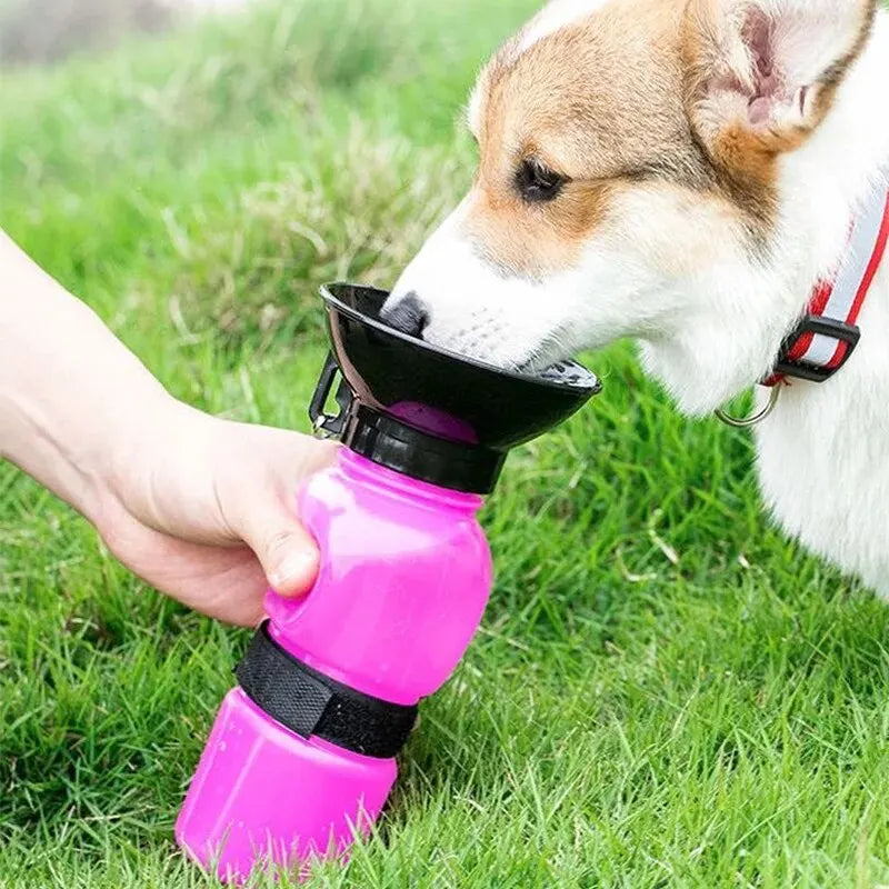 AventureCanine gourde portable rose de 500ml pour chien, pratique pour hydrater votre animal lors de vos promenades