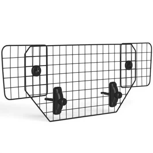 Grille de séparation AventureCanine réglable en métal noir pour sécuriser le transport de chien en voiture