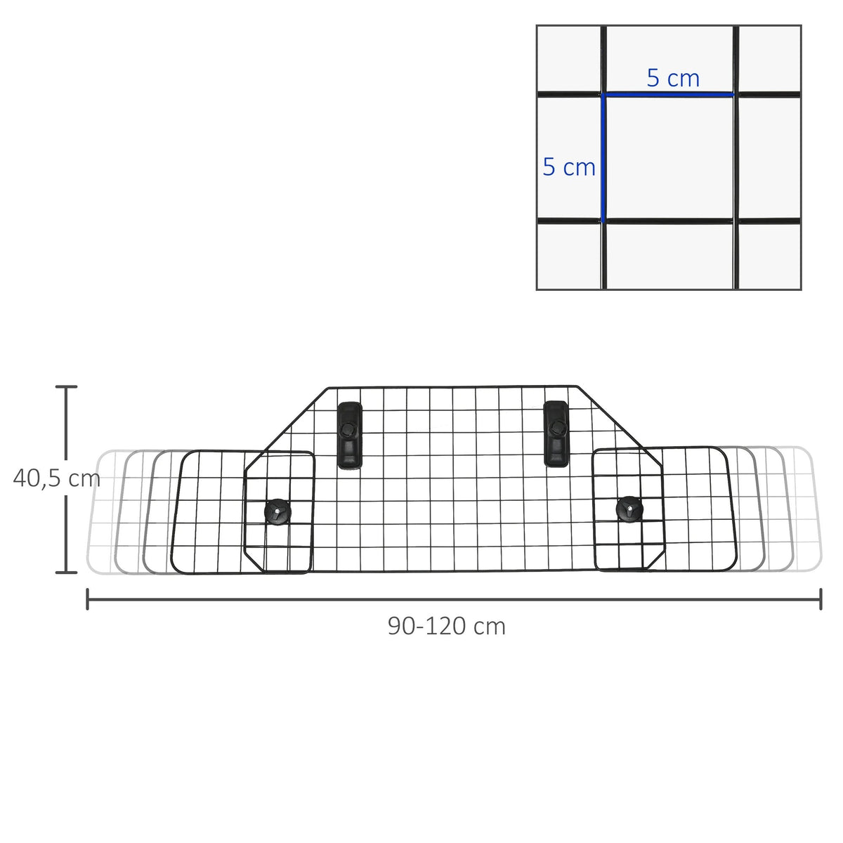 Grille de séparation AventureCanine réglable en métal pour chien, sécurisant le coffre de voiture