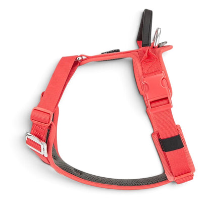 Harnais anti-traction en Y AventureCanine rouge en nylon Cordura avec poignée dorsale et fixations en aluminium