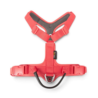 Harnais anti-traction en Y AventureCanine rouge en nylon Cordura avec poignée dorsale et rembourrage respirant