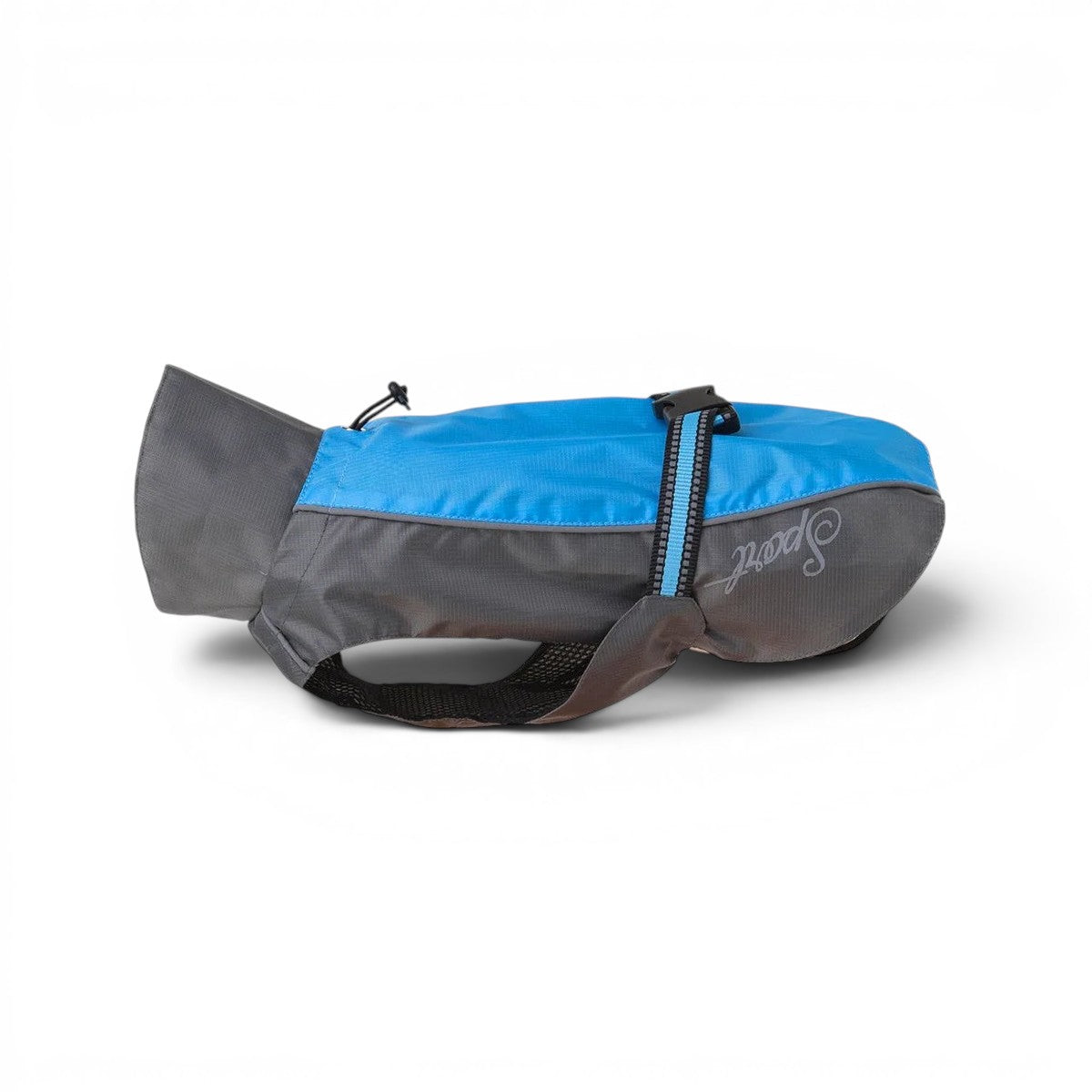 Imperméables AventureCanine pour chien en polyester bleu et orange avec bandes réfléchissantes et logo Sport