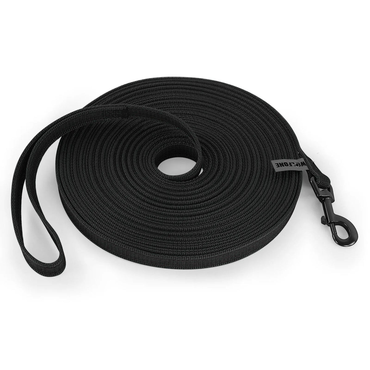 Longe renforcée noire AventureCanine en nylon pour chien, idéale pour l'éducation et les promenades en liberté