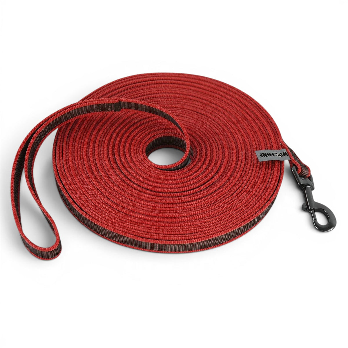 Longe AventureCanine rouge et noire en nylon renforcé pour chien avec mousqueton robuste pour l'éducation