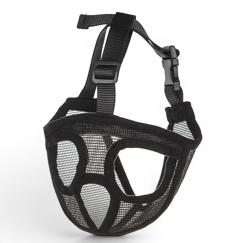 Muselière AventureCanine en nylon noir pour chien à museau court avec sangles réglables et intérieur rembourré