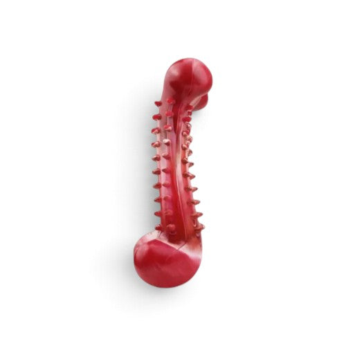 Os à mâcher AventureCanine TitanRubber rouge en caoutchouc naturel avec picots pour l'hygiène dentaire du chien