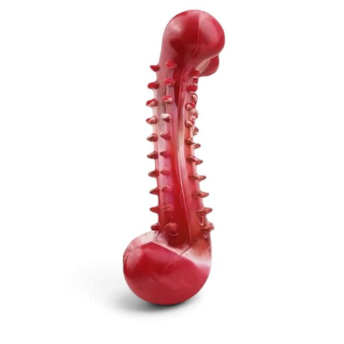 Os à mâcher AventureCanine TitanRubber rouge en caoutchouc naturel avec picots pour l'hygiène dentaire du chien