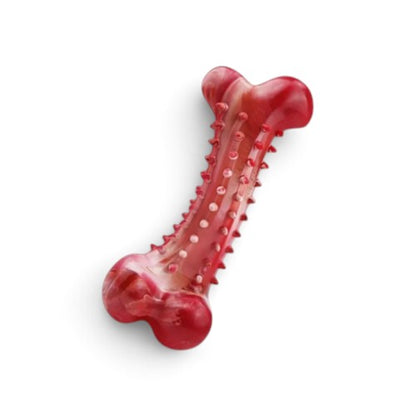 Os à mâcher AventureCanine TitanRubber rouge en caoutchouc naturel avec picots pour l'hygiène dentaire du chien