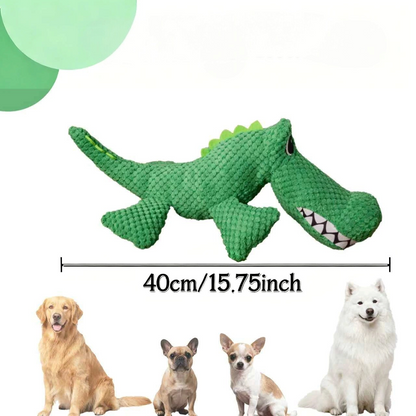 Peluche crocodile verte AventureCanine avec couineur pour chien, tissu résistant double couche de 40 cm