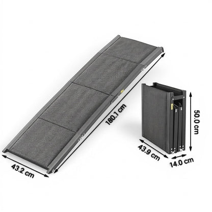 Rampe pliable AventureCanine en aluminium et tissu Oxford gris avec surface antidérapante pour accès voiture