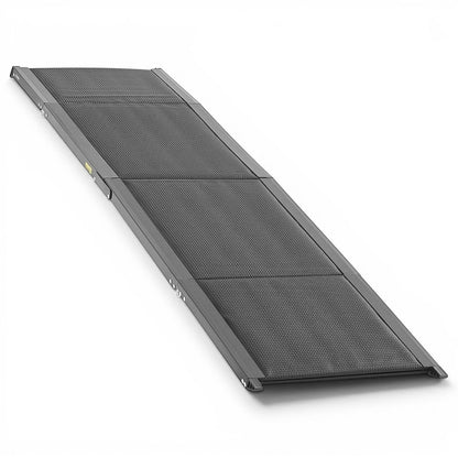 Rampe pliable AventureCanine en aluminium noir avec surface antidérapante pour aider les chiens à monter en voiture.