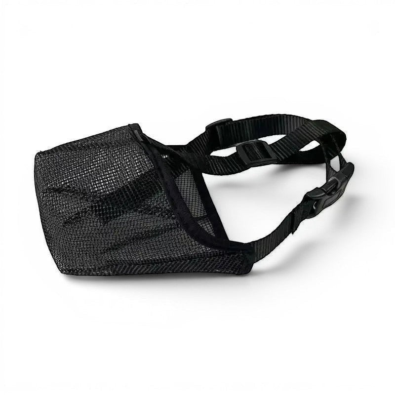 Filet anti-intoxication AventureCanine en nylon noir respirant avec sangles réglables pour chien