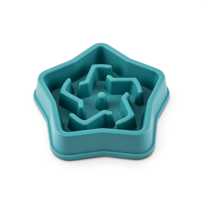 Gamelle anti-glouton AventureCanine en forme d'étoile bleu sarcelle avec labyrinthe pour chien