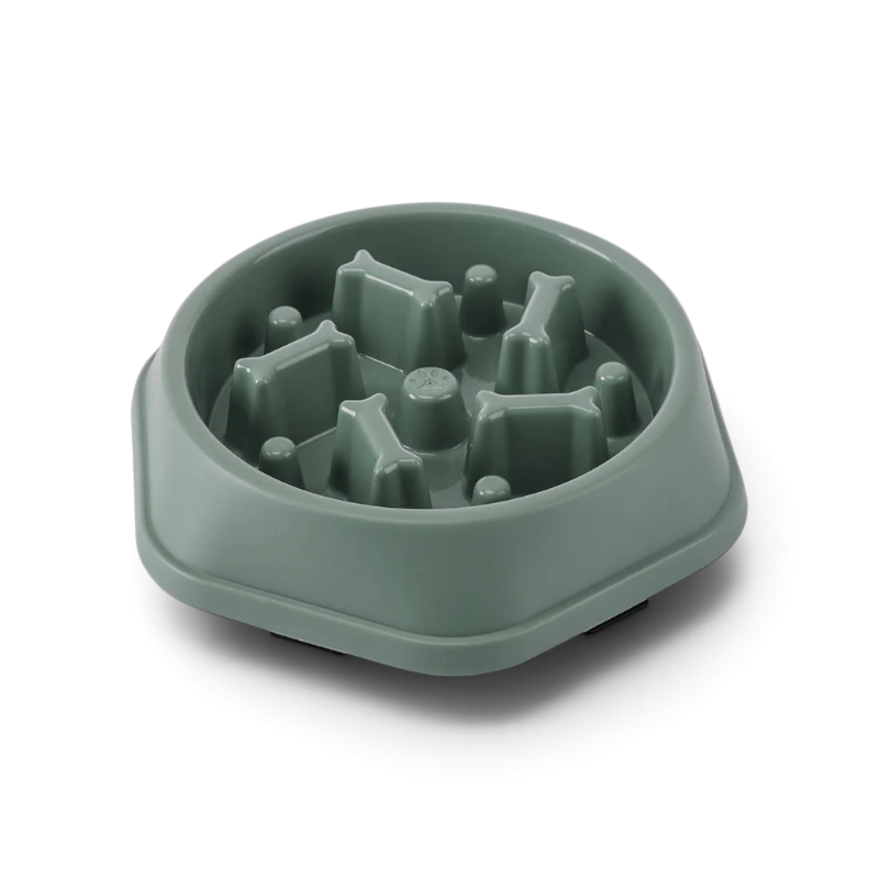 Gamelle anti-glouton AventureCanine verte en forme de labyrinthe pour chien, fabriquée en plastique alimentaire